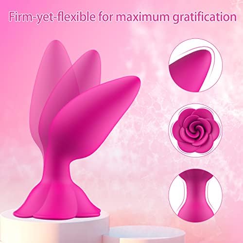 Приклучок за силиконски задник од роза, за анален игра, анален секс играчка водоотпорна играчка за возрасни за жени задоволство розова