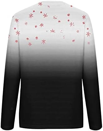 Женски екипи за џемпери на екипаж мода 2023 година Нова Година Долга ракав Божиќни џемпери Снегулка ирваси печати смешна блуза