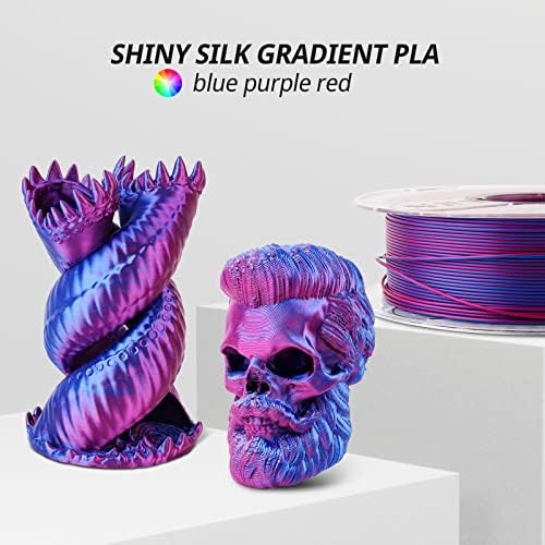 Amolen Silk 3D печатач PLA FILAMENT, повеќебојни 1,75мм PLA сјајни градиенти филаменс во боја на 3Д печатење PLA филамент за