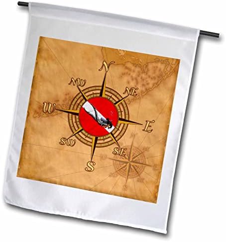 3дроза наутички компас за нуркање со женски нуркач и гроздобер мапа на едрење. - Знамиња