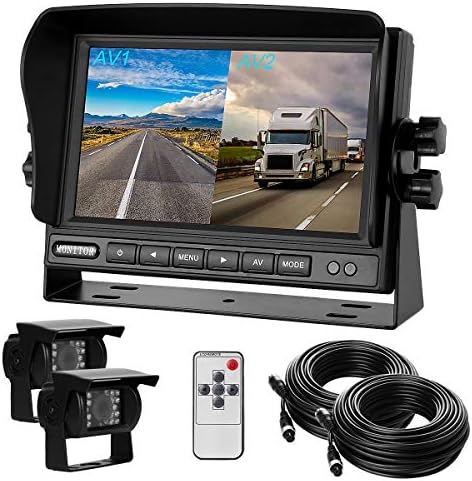 Еди жичен резервен фотоапарат за камиони RV Tralier Van Bus + Двојна резервна копија за камиони за камиони снопови на екранот