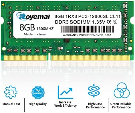 PC3-12800SL 8 GB DDR3 12800 1600MHz PC3-12800 8G 1RX8 204-PIN SODIMM CL11 1.35V лаптоп лаптоп меморија модул за меморија RAM меморија
