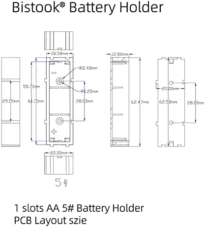 Bistook 10PCS PCB 1 Слотови 1 x 1.5 V Aaa Батерија Пролет Клип Црна Пластична Кутија За Батерии Црна Може Слободно Да Се Комбинира КОМПЈУТЕР+Abs