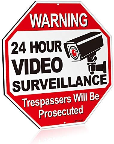 Анли 24 Часовен Знак За Видео Надзор, Прекршителите Ќе Бидат Кривично Гонети Алуминиумски Предупредувачки Знак - Без Безбедносно Предупредување