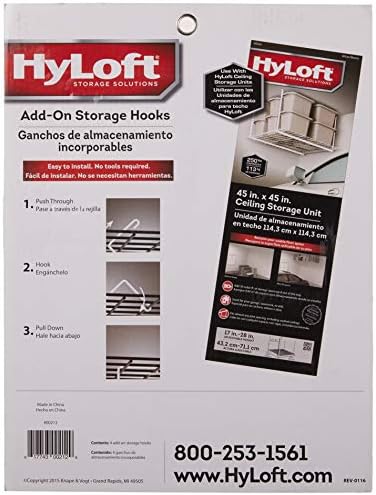 Додаток за складирање на куки за складирање 00212 за Hyloft Model-540 тавански решетка, 4 брои, бело