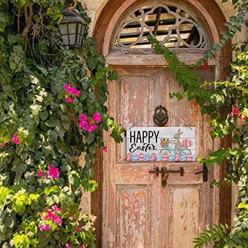 Знак за велигденски wallид, среќен Велигден, велигденски украси за домашна врата тремот Рустикален виси знак пролетен украс затворен простор