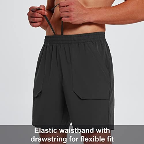 Шорцеви за пешачење за мажи од 7 “, без лагер за вежбање Брзо суво 2 џебови со патенти отпорни на вода