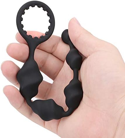 Nopnog 9 инчи долги црни анални мониста со прстен за влечење, приклучок за силиконски задник, секс играчки за жена маж