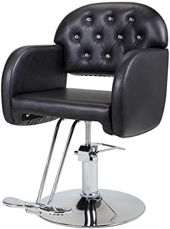 Hnkdd бербер стол ПВЦ кожа со дијамант за фризерски стол хидрауличко кревање за убавина стол стол црно