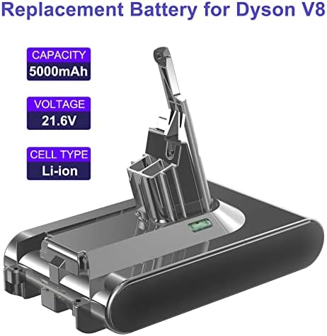 Homeituit V8 Замена на батеријата 5000mAh 21.6V, компатибилен со Dyson V8 животно V8 Absolute V8 Fluffy V8 Motorhead V8 Carbon Fiber SV10 Рачен