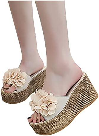 Hzmsyq женски клинови сандали со цвет низ горната платформа сандали со високи потпетици влечки чевли со плажа високи потпетици платформа