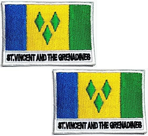 Кленплус 2 парчиња. 1. 7Х2, 6 ИНЧИ. Свети Винсент И Знамето На Гренадини Лепенка Тактичко Воено Знаме Апликации Закрпи Светско Знаме На Земјата