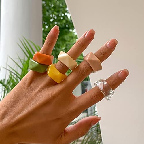 Ојалма Бохемија Шарена смола прстени прсти жени/мажи виножито геометриски стабилни прстени девојки моден копачки прстен накит-66224