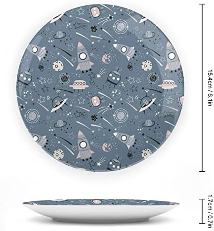 Космос Пејсшипс Декоративна Плоча Тркалезни Керамички Плочи Со Штанд За Прикажување На Декор За Свадба Во Домашна Канцеларија