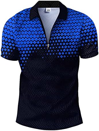 Машки летни поло маици со кратки ракави за кратки ракави, обични врвови на вратот, лабава вклопена во голф Полос Туника кошули