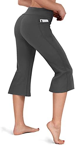 Инно подигање јога панталони Каприс со 3 џебови за жени, женски панталони со високи половини