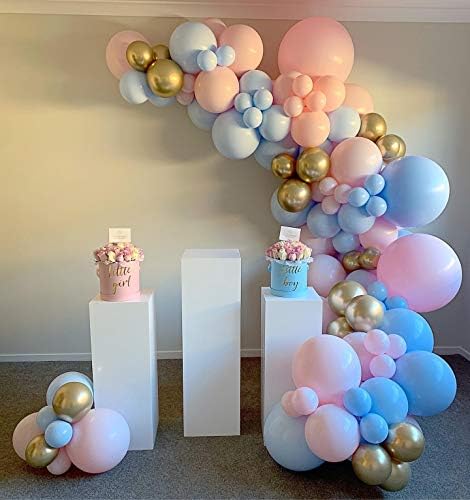 САМОСТОЈНИ 135 ПАРЧИЊА Пол Откриваат комплети За Венци Од Балон хром Метални Балони Од Латекс 18/10/5 инчни Бисерни Балони За Прослава На Роденденска Забава Свадба Пол