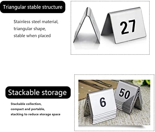 V3Vogue двострана табела број на метални броеви на табели картички, број 1 до 50/100, знаци на табела за триаголник од не'рѓосувачки