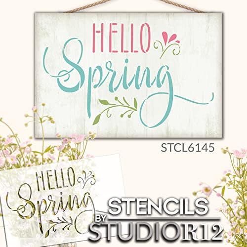 Облечена здраво пролетна матрица од Sudior12 | Занаетчиски DIY пролетен декор за дома | Сликаат сезонски знак на дрво | Употреба за еднократно образец на мирал | Изберете ?