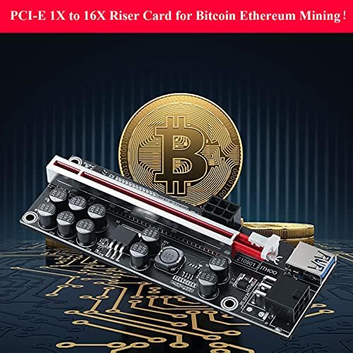Mzhou 2 пакет 10 кондензатори PCI-E 1x до 16x Ver011Pro Riser картичка со PCI-E 1x приклучок за адаптер за адаптер за Bitcoin Mining Ethereum