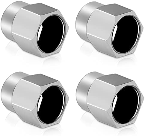Azzutork for Valve Cap Cap Погоден додаток за покривање на вентилот за гуми 4 парчиња сребро