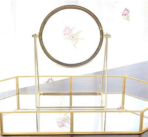 Zchan Vanity Mirror, тркалезно огледало злато ротирачки мажи и жени достапни едноставни големи огледала за шминка за десктоп