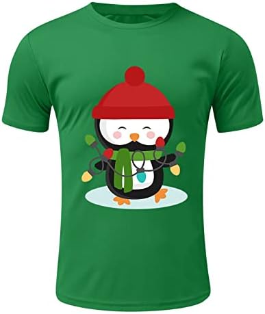 Xiloccer 2023 Менс мода за слободно време Спорт Зелен Божиќ памук Дигитално печатење со кратки ракави маички обични маици со маици