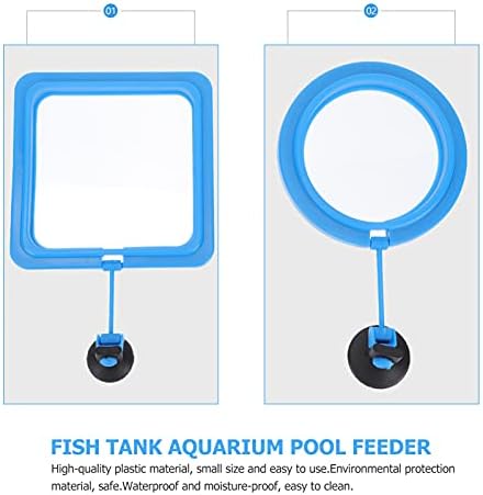 Ringвонче на риби за рибини од 2 парчиња со вшмукување чаша аквариум лебдечки храна за храна Круг квадрат круг пластична прстен станица