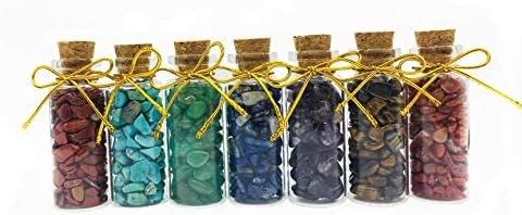 Зунгтин 7 парчиња мини стакло Посакувајќи шишиња што ги разгалуваа гемстонот кристал чипс чакра заздравување Реики камен сет