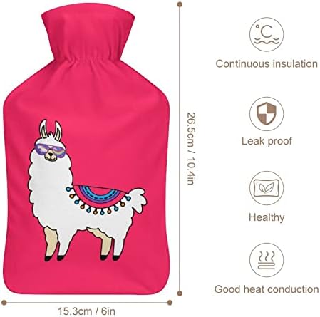 Смешна лама алпака торба со топла вода со покритие топла гума шишиња за инјектирање за кревет менструални грчеви од болка 1 литар