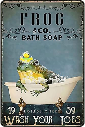 Eysl гроздобер метална плоча жаба сапун измијте ги прстите ретро метален калај знак плакета kideиден декор подарок за бања ресторан фарма