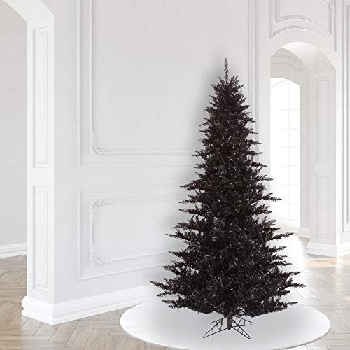 Викерман 7,5 'црна ела вештачка новогодишна елка нелит, сезонски украсен украс во затворен простор
