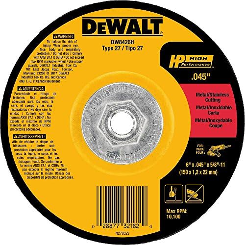 DeWalt DW8426H Метално сечење тркало, 5/8-11 ARBOR, 6-инчен од 0,045 инчи