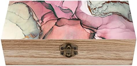 Боја Апстрактно Сликарство Дрво Кутија За Складирање Десктоп Мали Декоративни Организатор Накит Кутии Со Капак