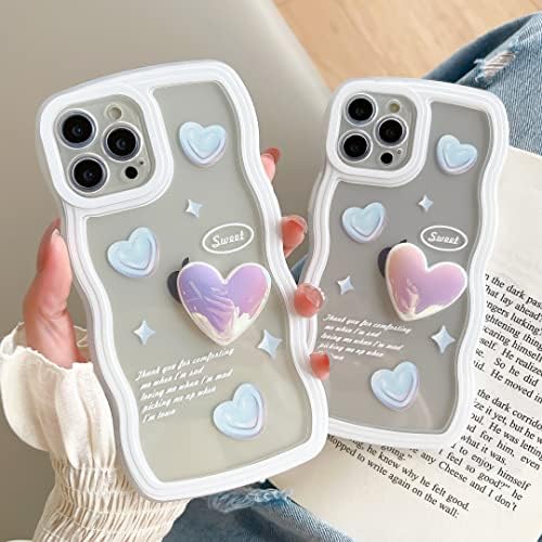 Џерислн Случај за iPhone 11 Кадрава Бран Облик Случај Сјајна ЛАСЕРСКИ 3D Срцето Шок Заштитник Јасен Случај за ins Жени Девојки