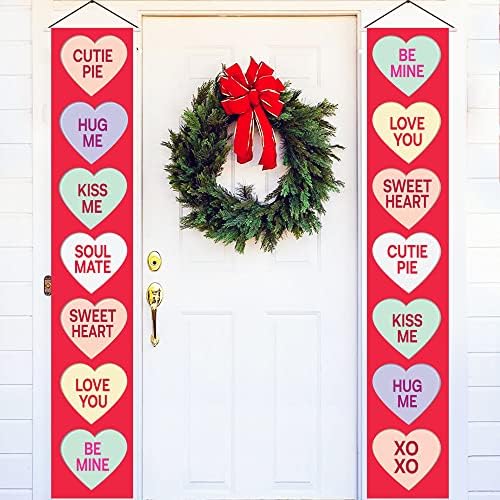Големи, Разговор Срца Вљубените Банери-72x12 Инчен / Денот На Вљубените Врата Декор | Отворено Вљубените Украси за дома / Среќен Денот На Вљубените Банер | Денот На Вљуб