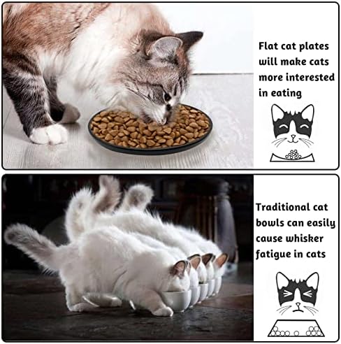 Фини 3 парчиња Керамичко Плитко Јадење За Мачки, 6 Инчни Чинии За Хранење Мачки Без Замор За Мачки Чинија За Храна Минималистичка