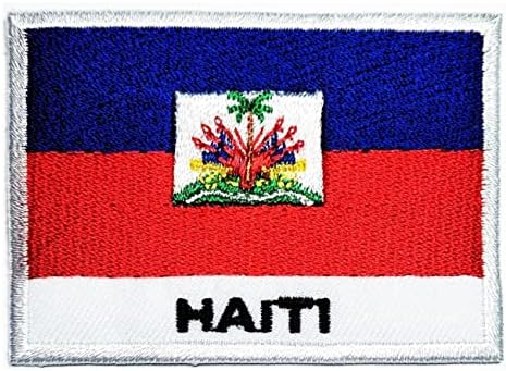 Кленплус 1, 7Х2, 6 ИНЧИ. Знаме на хаити Извезено Лепенка Железо На Шиење На Знаме Земја Национален Амблем Закрпи ЗА САМ Јакна Маица Фармерки