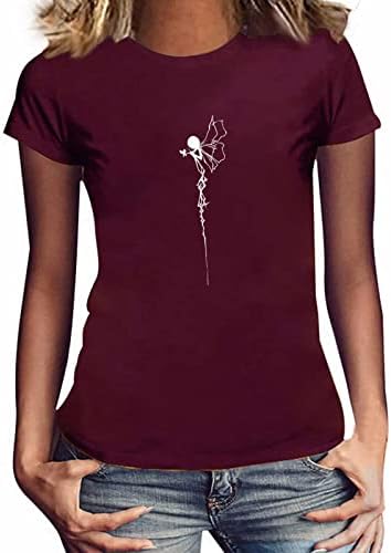 Lcepcy симпатична графичка мета за жени модна летна рунда маици со обични кошули со кратки ракави за кратки ракави