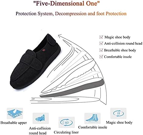 Diabенски дијабетистички чевли GYCDWJH, екстра широки папучи за дишење дијабетична лесна прилагодлива чевли за одење за постари лица Отечени стапала