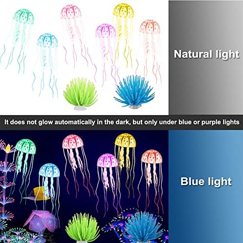 Абнаок 8 парчиња блескава медуза анемон за декорација на аквариум за риби