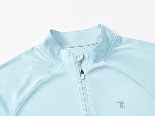 Кошули за сонце на Ysento, пешачки кошули со долг ракав 1/4 zip upf 50 голф поло маици врвови на патент џеб