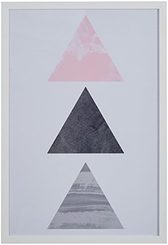 Амазон бренд - Ривет моделирани современи розови и сиви триаголници во wallидна уметност во бела рамка, 18 x 26