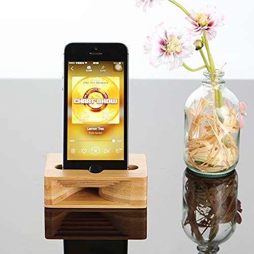 Unfiko дрвен звук засилувач држач за држач за iPhone, природен звучник мини мегафонски мобилен телефон