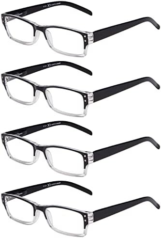 Очила за класично читање на очи за жени и мажи со две тони читатели црно-чиста рамка +2,00