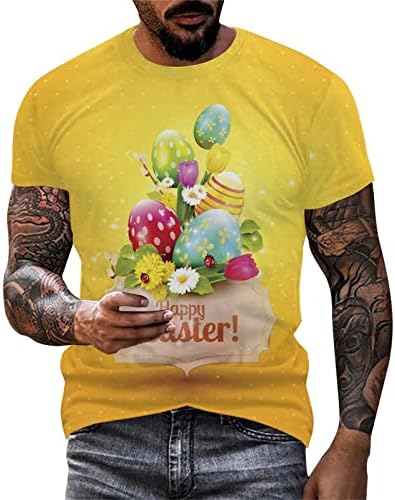 2023 година Нова машка Велигденска модна лежерна дигитална дигитална 3Д печатена маица со тркалезен врат и кратки ракави врвни кошули