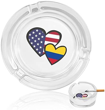 Преплетувачки срца Американски колумбија знаме стакло пепелник за цигари околу фиоки за пепел за домашна канцеларија и ресторани