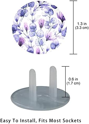 Обвивки за приклучок за излез, безбедносни капачиња за електричен заштитник спречуваат опасност од шок виолетови транспарентни лисја и цветни цвеќиња