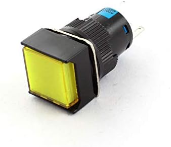 X-Gree AC 220V жолто пилот светло светло 5pin 16mm панел монтирање SPDT само заклучување на копчето за копче на квадратни притисоци + 5PCS Femaleенски конектори (AC 220V Giallo Light LAMPADA 5PIN 16m