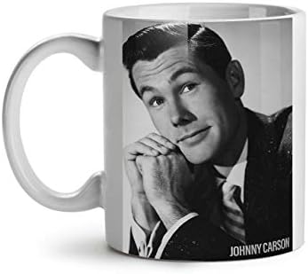 Керамичка кригла Johnони Карсон во САД, позната чаша - голема, рачка со лесен зафат, две странични печати, идеално за пијалоци за кафе и